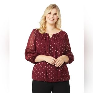 Roz & Ali, 2x, Maroon and gold blouse